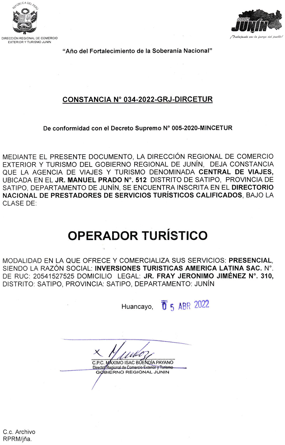 Resolución Dircetur